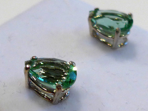 Tibetan Green Obsidian Teardrop Post Earrings