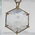 14 kt Gold Water Clear Quartz Flower of Life Pendant