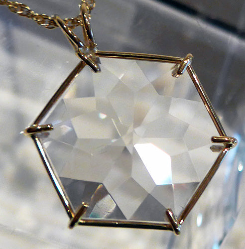 14 kt Gold Water Clear Quartz Flower of Life Pendant