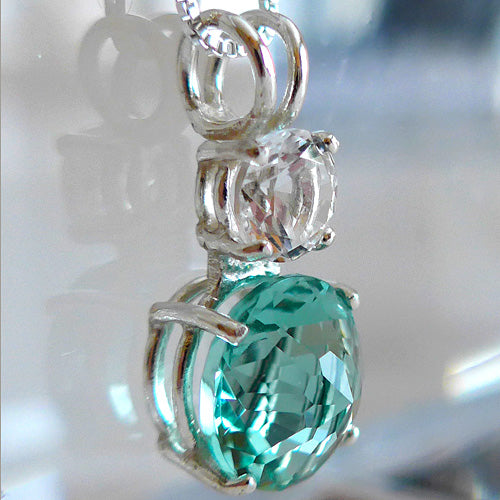 Colombian Green Obsidian Mini Radiant Heart with Danburite Round Gemstone