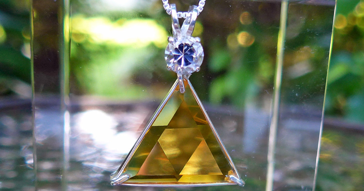 Siberian Gold Quartz Star of David Pendant with Clear Quartz Crown