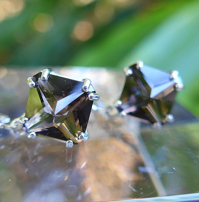 Smoky Quartz Magician Stone Hanging Earrings