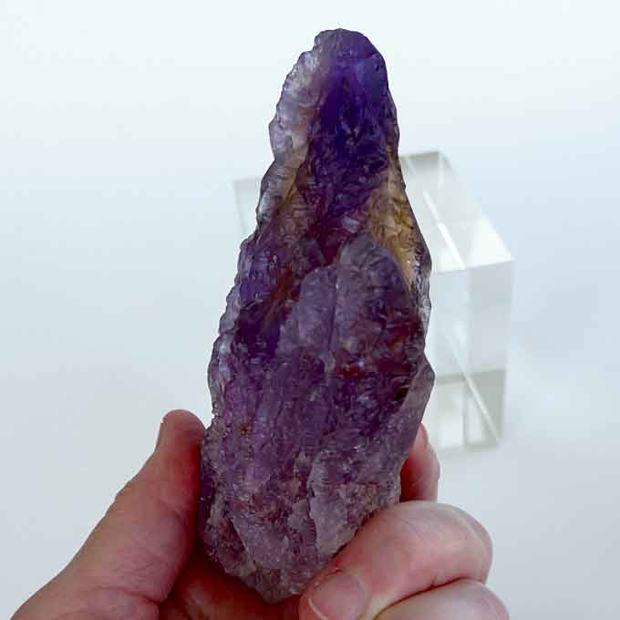 Triple Point Naturally Terminated Rainbow Ametrine Wand