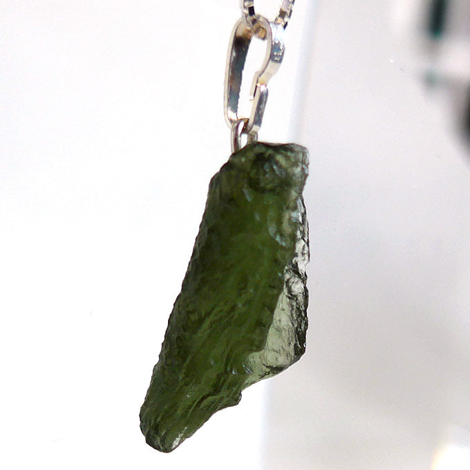 Unpolished Trapezoidal Moldavite Pendant