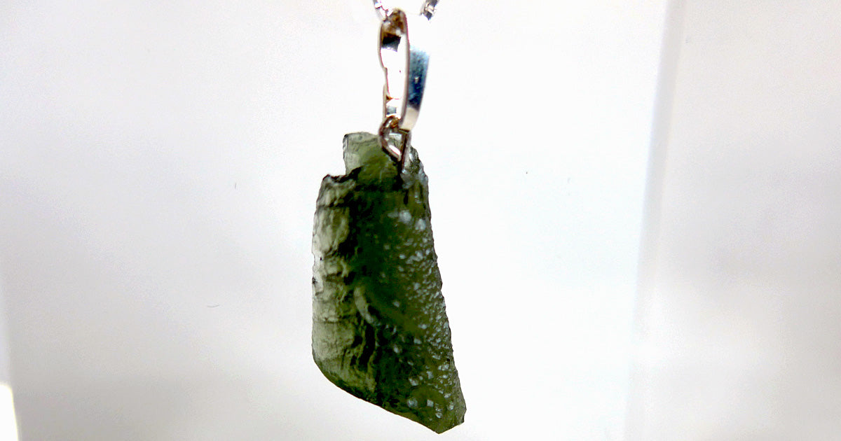 Unpolished Trapezoidal Moldavite Pendant