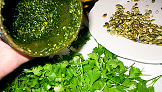 The Lazy Gardener's Spring Cilantro Pumpkin Seed Pesto