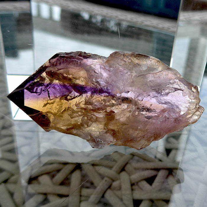 Semi Polished Translucent Rainbow Ametrine Wand by Lawrence Stoller