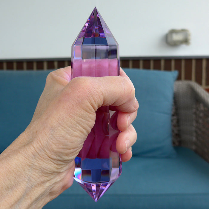 12 Sided Lavender Quartz Trichroic Vogel Wand by Kings Amao