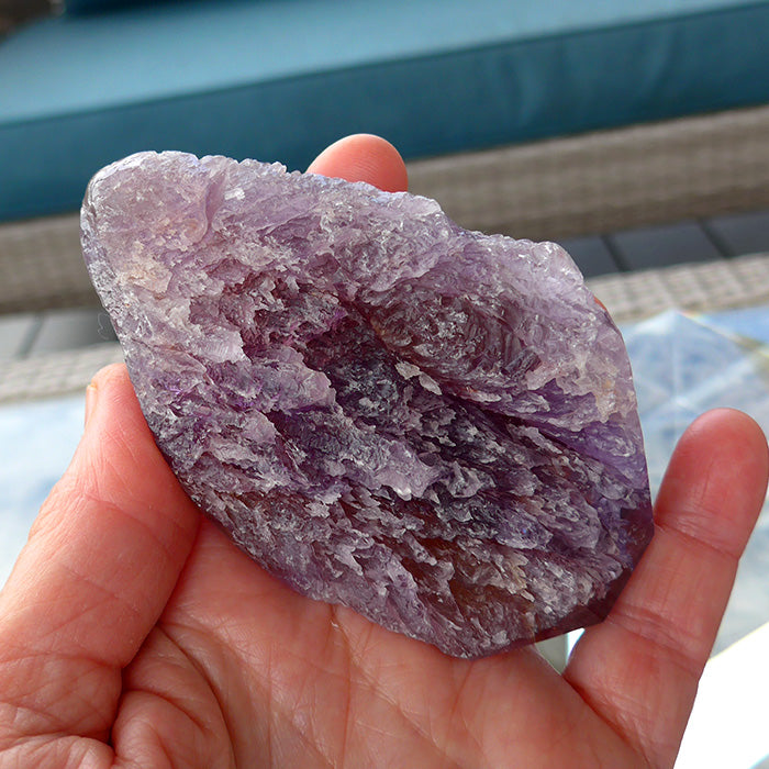 Semi-Polished Bolivian Rainbow Ametrine Arrowhead Meditation Stone by Lawrence Stoller