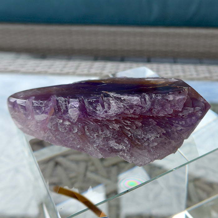 Semi-Polished Bolivian Rainbow Ametrine Arrowhead Meditation Stone by Lawrence Stoller