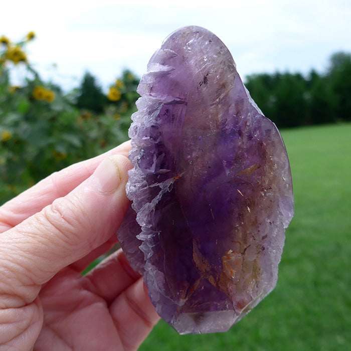 Semi-Polished Bolivian Rainbow Ametrine Arrowhead Meditation Stone by Lawrence Stoller