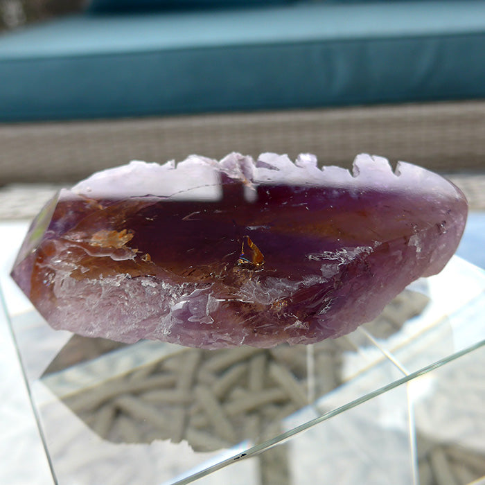 Semi-Polished Bolivian Rainbow Ametrine Arrowhead Meditation Stone by Lawrence Stoller