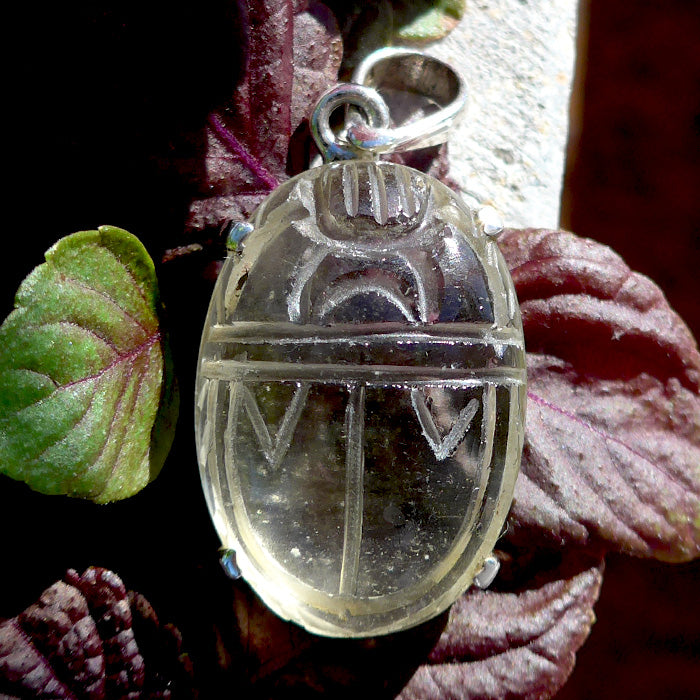 Large Tut-Inspired Libyan Desert Glass Scarab Pendant