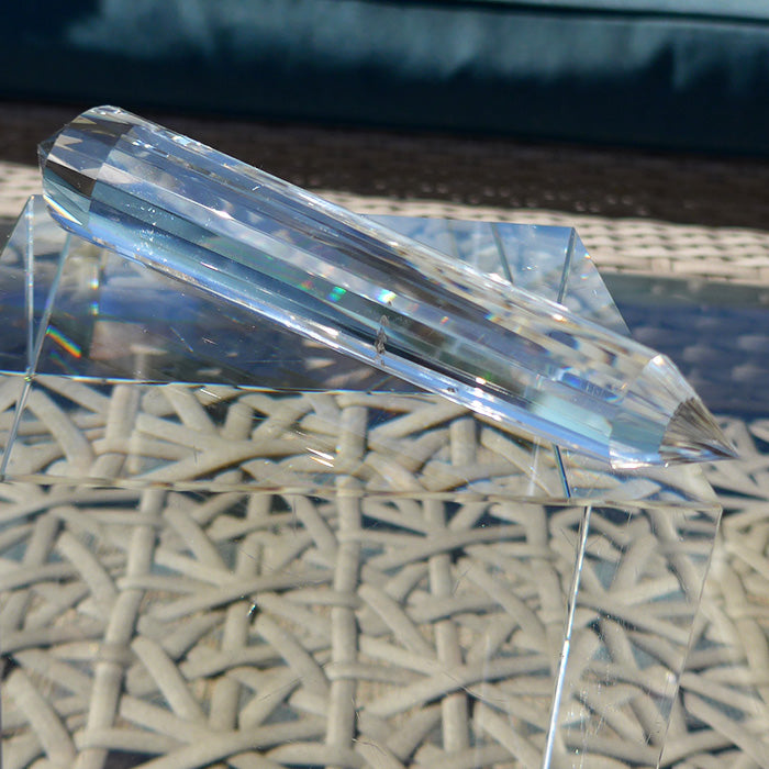 Long Slender 24 Facet Himalayan Quartz Vogel Wand with Manifestation Stone