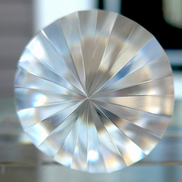 24 Sided Clear Himalayan Quartz Vogel Wand with Blue Rutile Cloud by David Zhuang