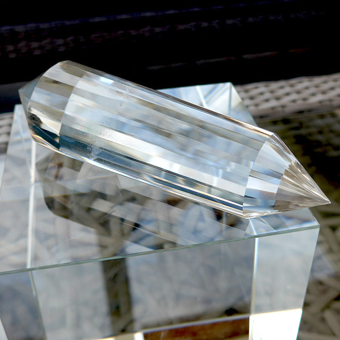 Sweet 24 Sided Phantom Himalayan Quartz Vogel Wand with Blue Rutile and Manifestation Stone by David Zhuang