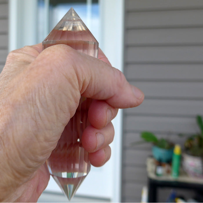 Sweet 24 Sided Phantom Himalayan Quartz Vogel Wand with Blue Rutile and Manifestation Stone by David Zhuang