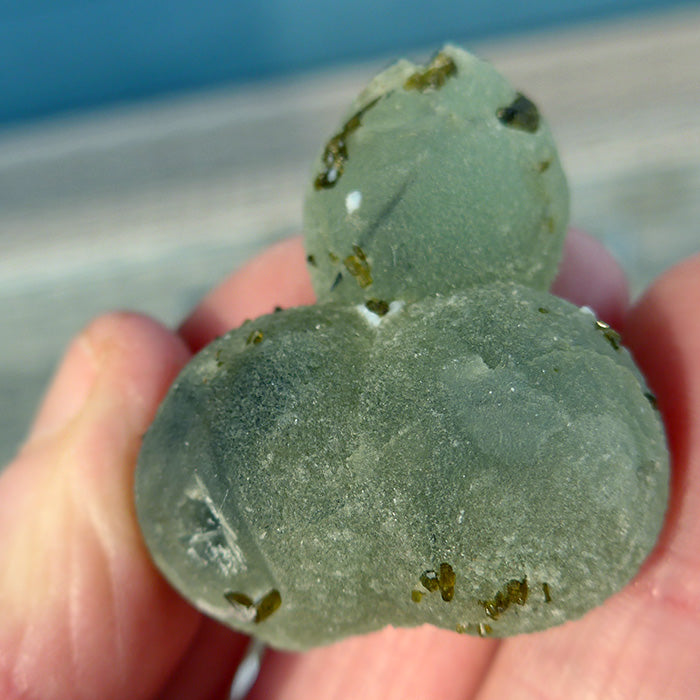 Triple Globe Prehnite Specimen with Epidote Rods
