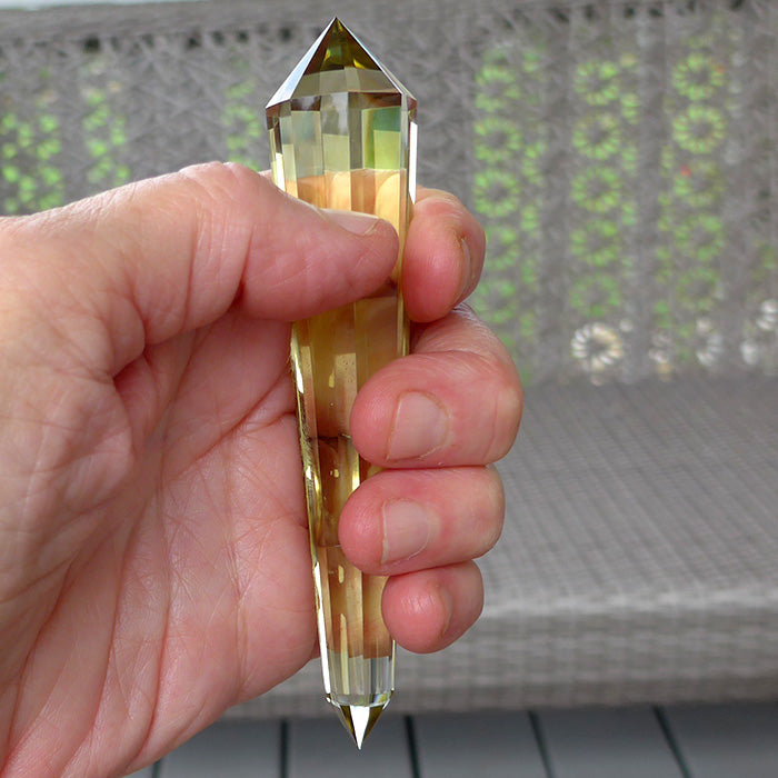 Luminous Zoned Octagonal Himalayan Citrine Vogel Wand by David Zhuang