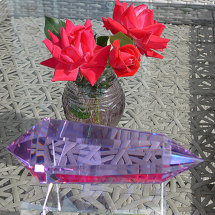 6/12 Sided Trichroic Lavender Quartz Vogel Wand by Kings Amao