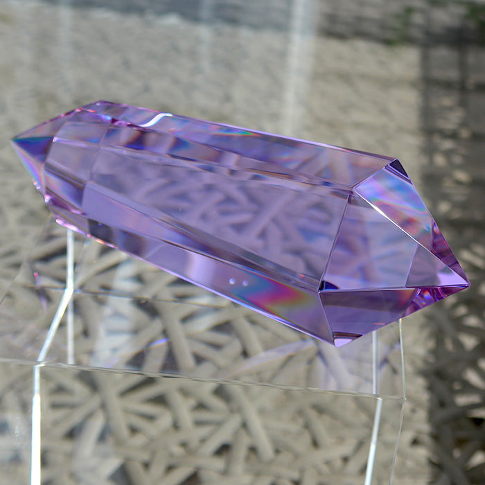 6/12 Sided Trichroic Lavender Quartz Vogel Wand by Kings Amao