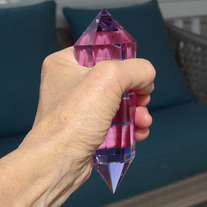 6/12 Sided Trichroic Lavender Quartz Vogel Wand by Kings Amao