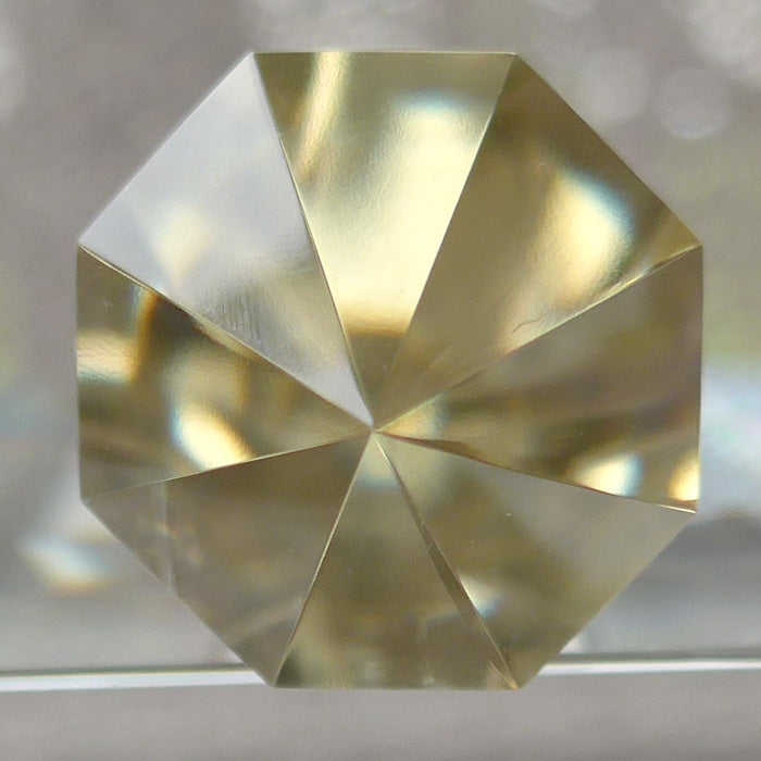 Slim Octagonal Tibetan Champagne Citrine Vogel Wand with Zoning by David Zhuang