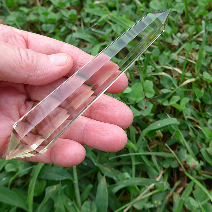 Slim Octagonal Tibetan Champagne Citrine Vogel Wand with Zoning by David Zhuang