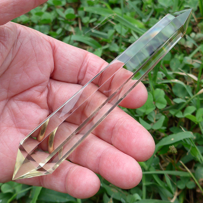 Slim Octagonal Tibetan Champagne Citrine Vogel Wand with Zoning by David Zhuang