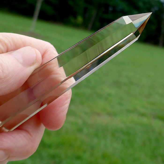 Slim Octagonal Tibetan Champagne Citrine Vogel Wand with Zoning by David Zhuang