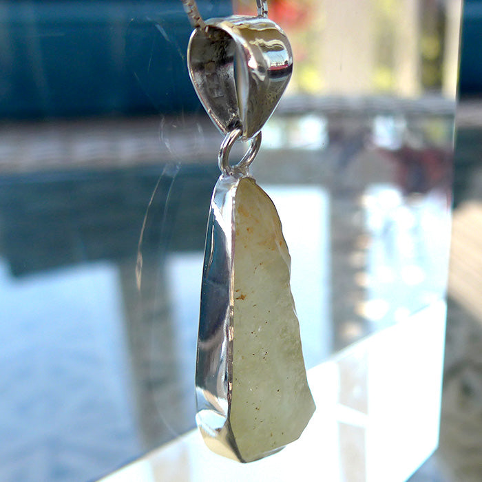 Large Long Libyan Desert Glass Freeform Pendant