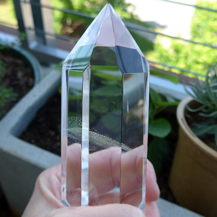8 Sided Madagascar Quartz Vogel Wand with Chlorite by Lawrence Stoller