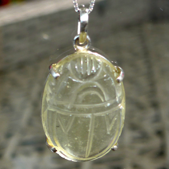 Fat Tut-Inspired Libyan Desert Glass Scarab Pendant