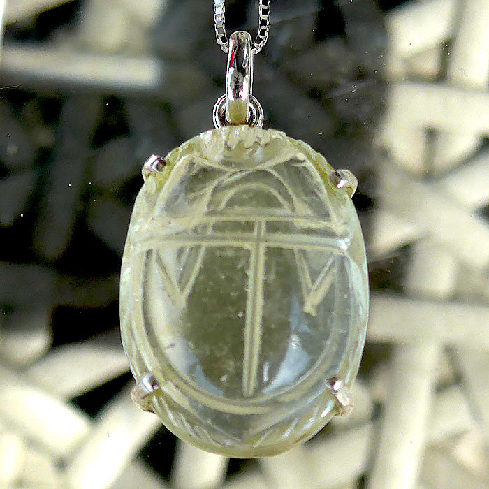 Fat Tut-Inspired Libyan Desert Glass Scarab Pendant
