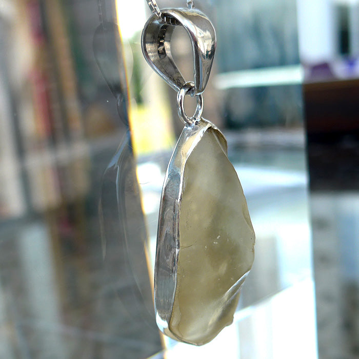 Chunky Long Freeform Libyan Desert Glass Pendant
