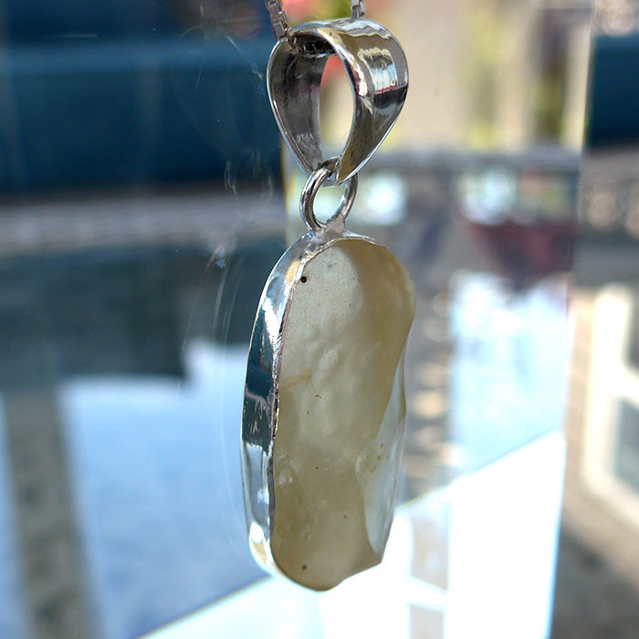 Chunky Long Freeform Libyan Desert Glass Pendant