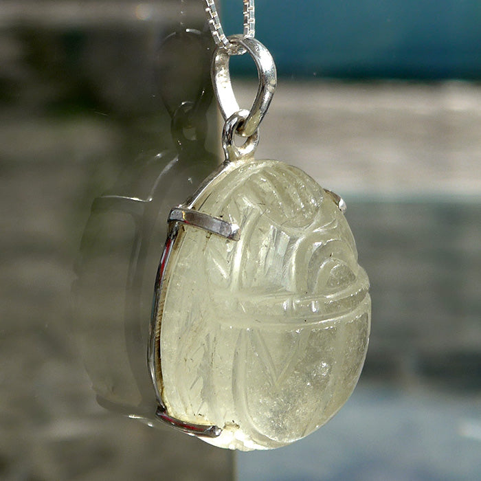 Large Tut-Inspired Libyan Desert Glass Scarab Pendant