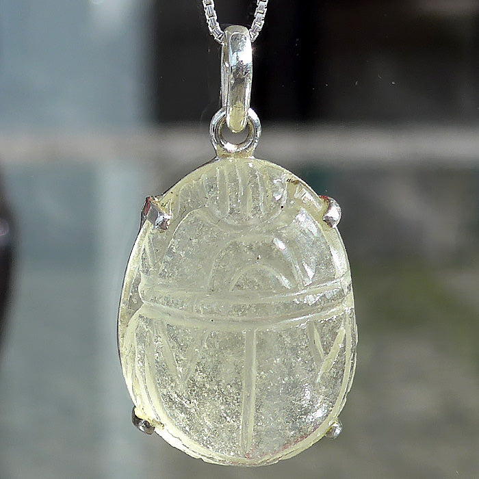 Large Tut-Inspired Libyan Desert Glass Scarab Pendant