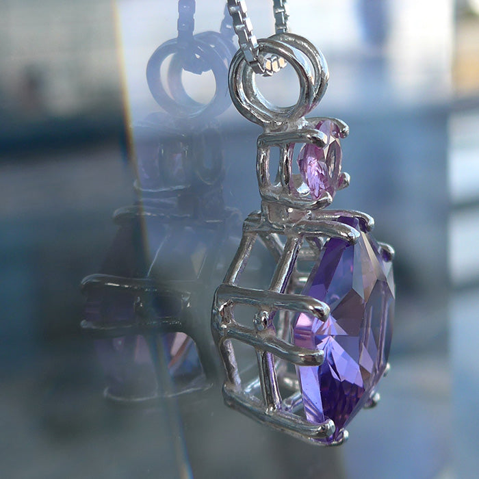 Amethyst Star of Venus with Pink Sapphire Gemstone Crown