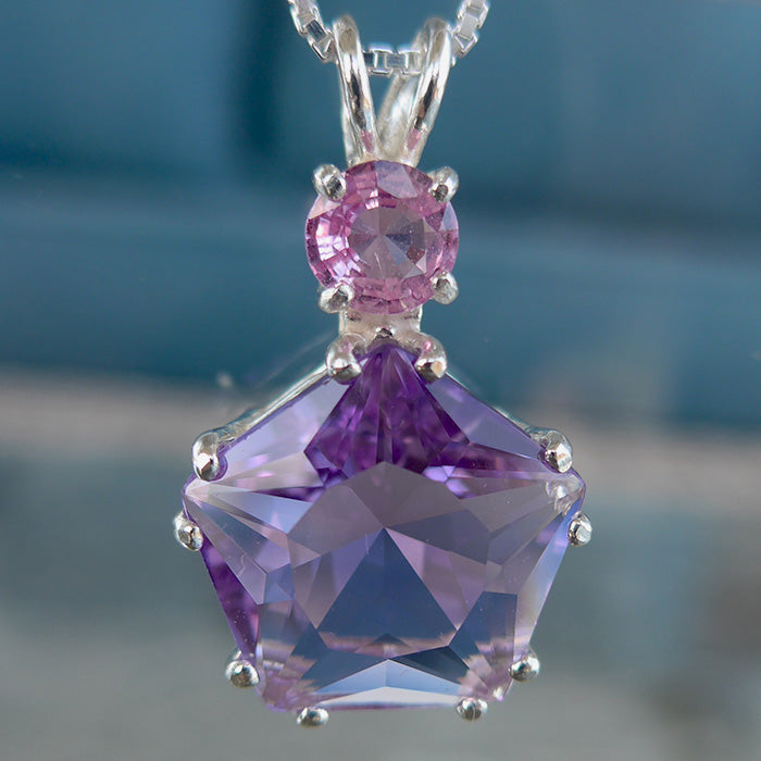 Amethyst Star of Venus with Pink Sapphire Gemstone Crown