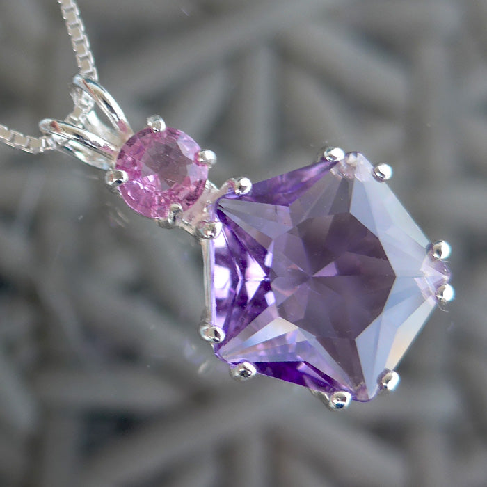 Amethyst Star of Venus with Pink Sapphire Gemstone Crown