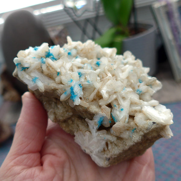 Cavansite on Apophyllite and Stilbite Matrix