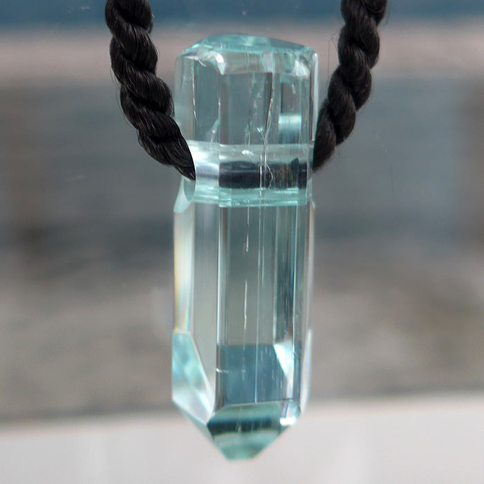 Brilliant Hexagonal AAA Aquamarine Pendant Wand by Lawrence Stoller