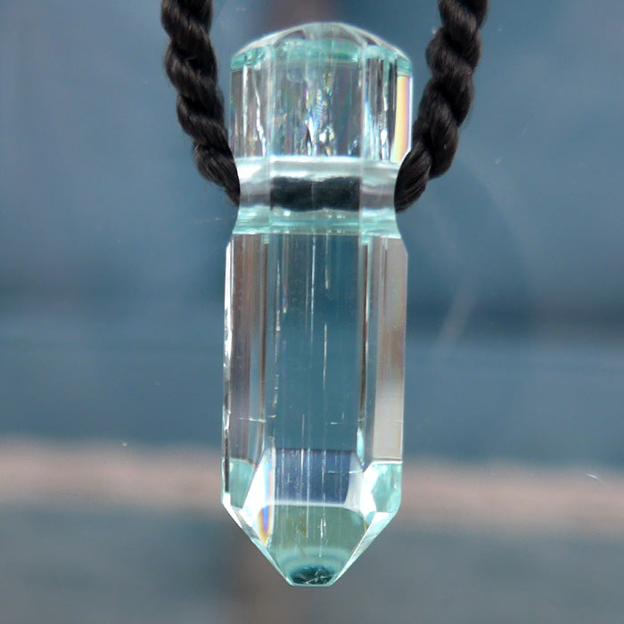 Brilliant Hexagonal AAA Aquamarine Pendant Wand by Lawrence Stoller