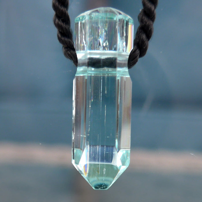 Brilliant Hexagonal AAA Aquamarine Pendant Wand by Lawrence Stoller