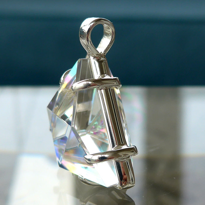 Aqua Striped Rainbow Star of David Pendant by Kings Amao