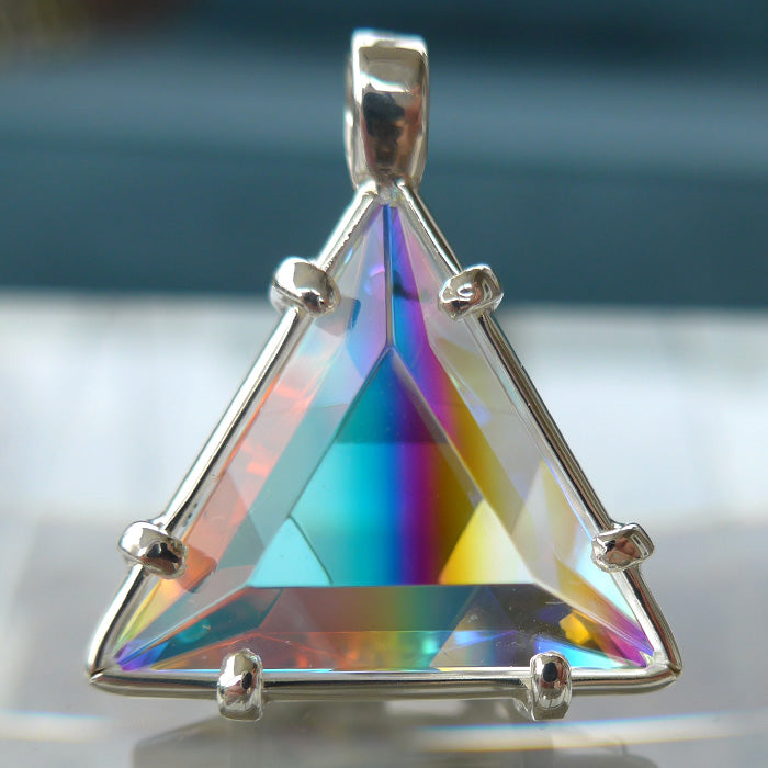 Aqua Striped Rainbow Star of David Pendant by Kings Amao