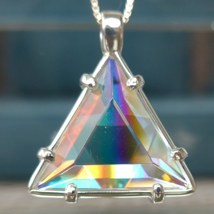 Aqua Striped Rainbow Star of David Pendant by Kings Amao