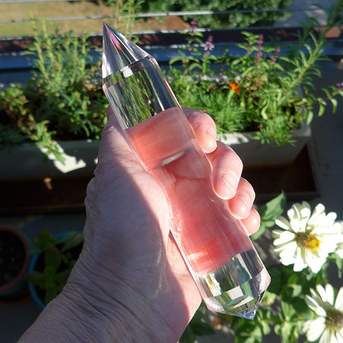 PRICE PLUNGE: Long 6 Petal Master Cut 144 Sided Vogel Phi Crystal Wand
