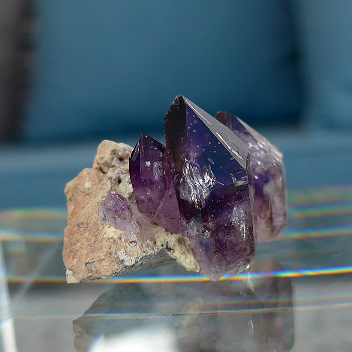 Tiny Smoky Brandberg Amethyst Quartet in Matrix